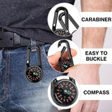 1 Pc Compass Thermometer Carabiner 3 in 1 Mini Compass Carabiner Clip Outdoor Hiking Survival Key Ring Double Sided Metal - Lootquake