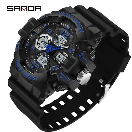 SANDA 3168 White Sport Watch  LED Digital 50M Waterproof Watch Men Multifunction Clock Relogio Masculino Men Military Watches - Lootquake