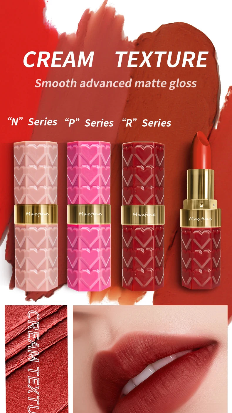Matte Lipstick, 18-Color, Long-Lasting, Non-Stick Cup, Fade-Resistant, Velvety Texture, Luxurious Hydrating Lip Makeup For All-D