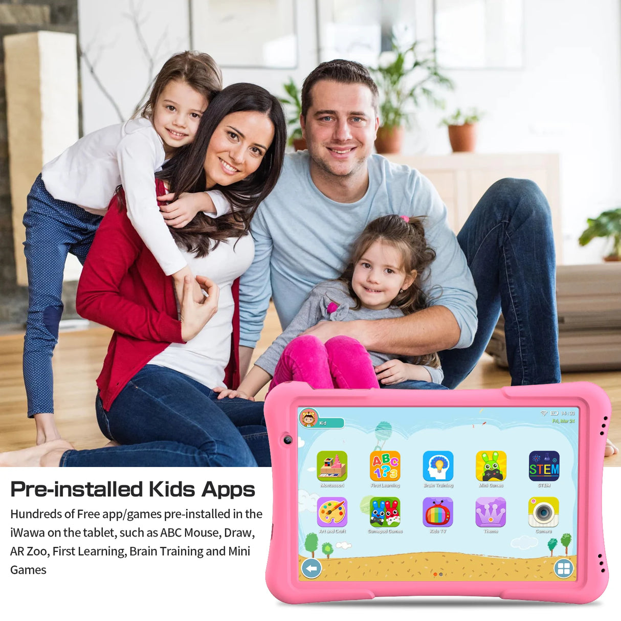 PRITOM 10 inch Kids Tablet Android 12 Tabletas 32GB, Quad-Core, 6000mAh, Large HD IPS Display, WiFi 6, Dual Camera, Bluetooth,