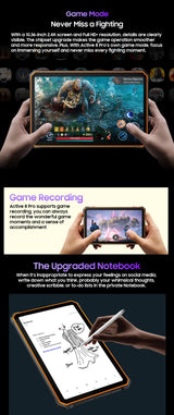 Tablette PC Blackview Active 8 Pro 16 Go 256 Go Batterie 22 000 mAh Android 13 Écran 2,4 K 10,36 pouces Caméra 16 Mpx + 48 Mpx Tablette robuste