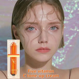 Crema hidratante facial con vitamina C para la piel, crema de esencia con efecto iluminador y reafirmante, cinco ingredientes con vitamina C, ligera