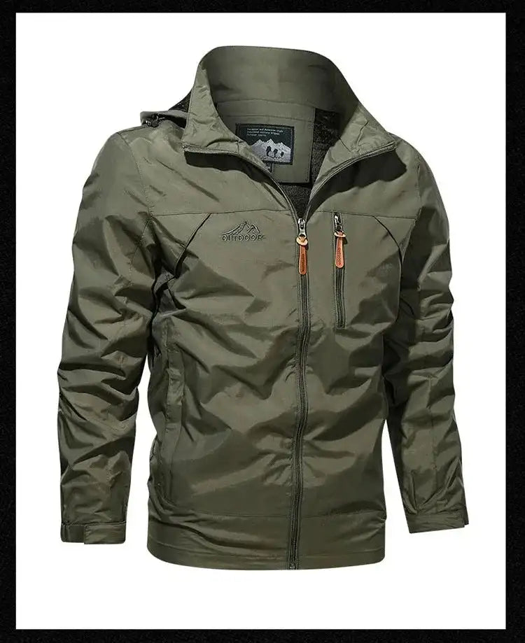 New Functional Waterproof Jacket Men's Autumn Casual Rainproof Detachable Cap Work Coat Hiking Mountain Windproof Windbreaker - Lootquake