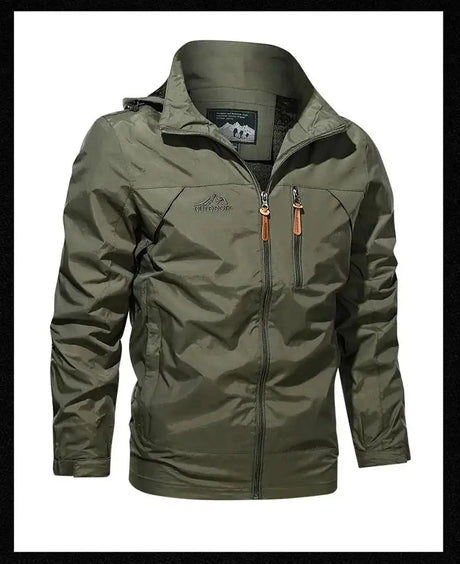 New Functional Waterproof Jacket Men's Autumn Casual Rainproof Detachable Cap Work Coat Hiking Mountain Windproof Windbreaker - Lootquake