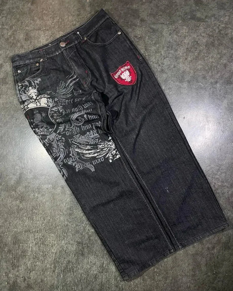 Streetwear Fashion New Multi-pocket Washed Baggy Jeans Men And Women Y2K Hip-hop Harajuku Casual Gothic High Waist Wide Trouser - Lootquake