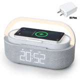 Altavoz Bluetooth, batería de 2500 mAh, compatible con carga inalámbrica de 15 W, reloj digital, pantalla, luz nocturna, despertador, estéreo Bluetooth.