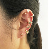 LATS Gold Color Leaves Ear Cuffs, Black Non-Piercing Ear Clip Earrings for Women & Men - Lootquake