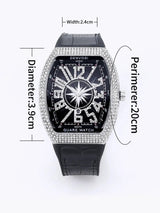 Luxury Diamond wristwatch for women Fasion and elegant quartz watch with silicone watchstrap Waterproof luminous Tonneau watch - Lootquake