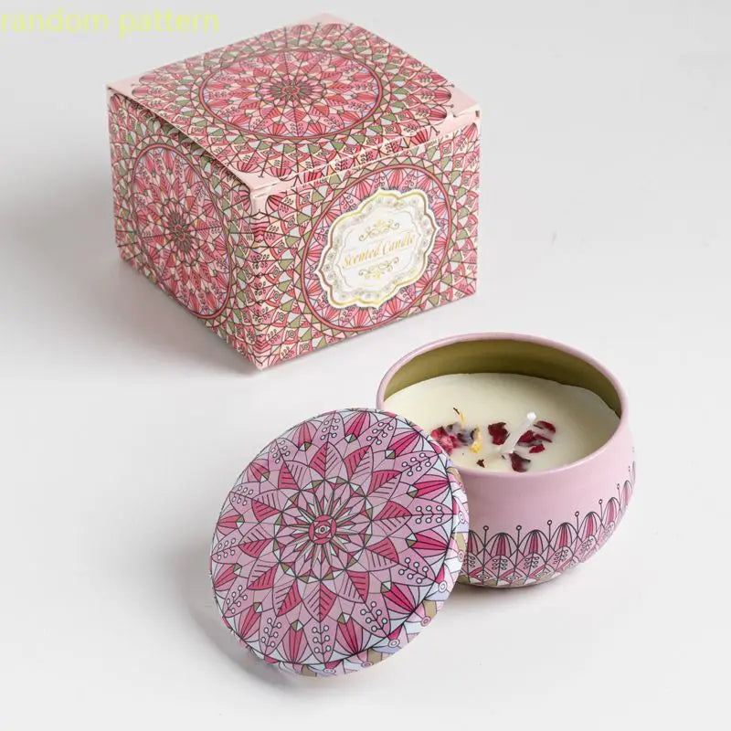Velas aromáticas de osmanthus y gardenia con pétalos. Pequeñas velas aromáticas románticas para cumpleaños de niñas. Aromaterapia para el hogar.