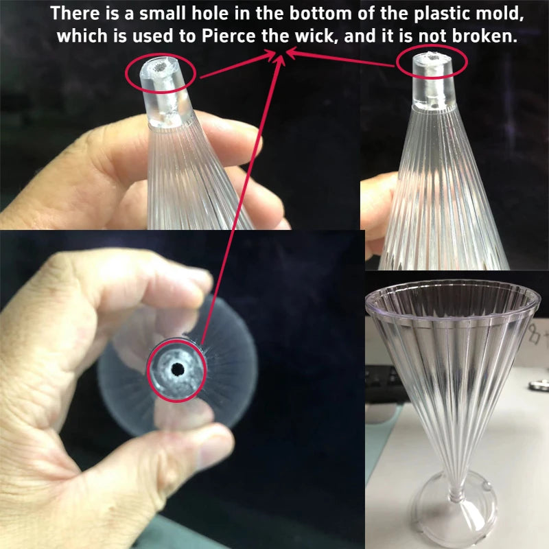 Molde cónico a rayas para velas, herramienta para hacer velas de aromaterapia, hecha a mano, para decoración del hogar, moldes de plástico acrílico.