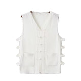 Vintage Vest Men Cotton Linen Shirt Kung Fu Vest Summer Tank Top Tang Suit Traditional Chinese Clothing Sleeveless Open Cardigan