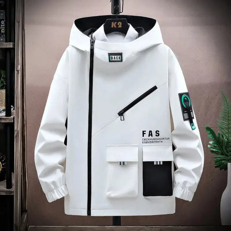 Autumn trend Hoodie Jackets Men Windbreaker Jacket Hip Hop Solid Color Outdoor Sports Hooded Coats Men Clothing - Lootquake