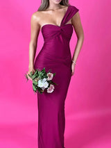 Mozision Strapless Backless Sexy Maxi Dress For Women Fashion One Shoulder Sleeveless Bodycon Club Party Long Dress Elegant - Lootquake