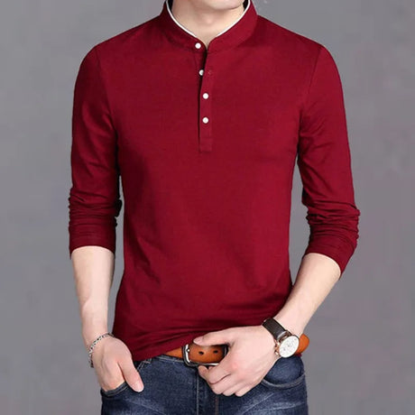 Unicolor Pullover Gym Mens Polo Shirts 100℅ Cotton Plain Male Sweatshirts Quotes Long Sleeve Regular Fit Designer Korean Autumn - Lootquake