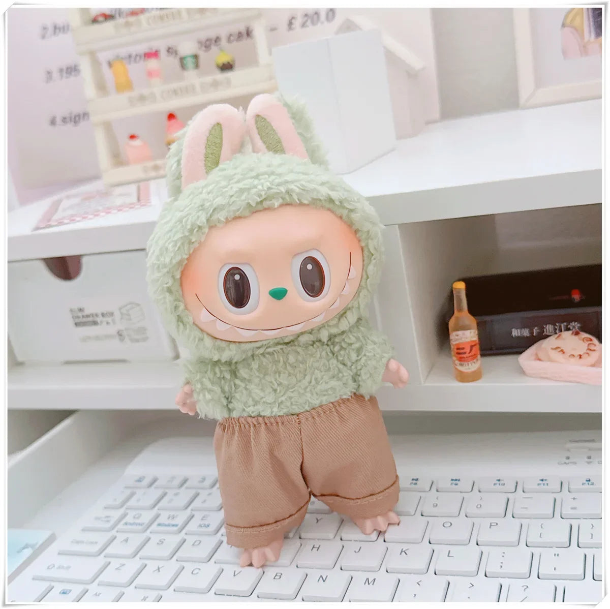 Vêtements de poupée Labubu, ensemble sweat à capuche et pantalon tendance, accessoires pour poupées Labubu Idol V1 V2, peluche universelle de 15/17 cm