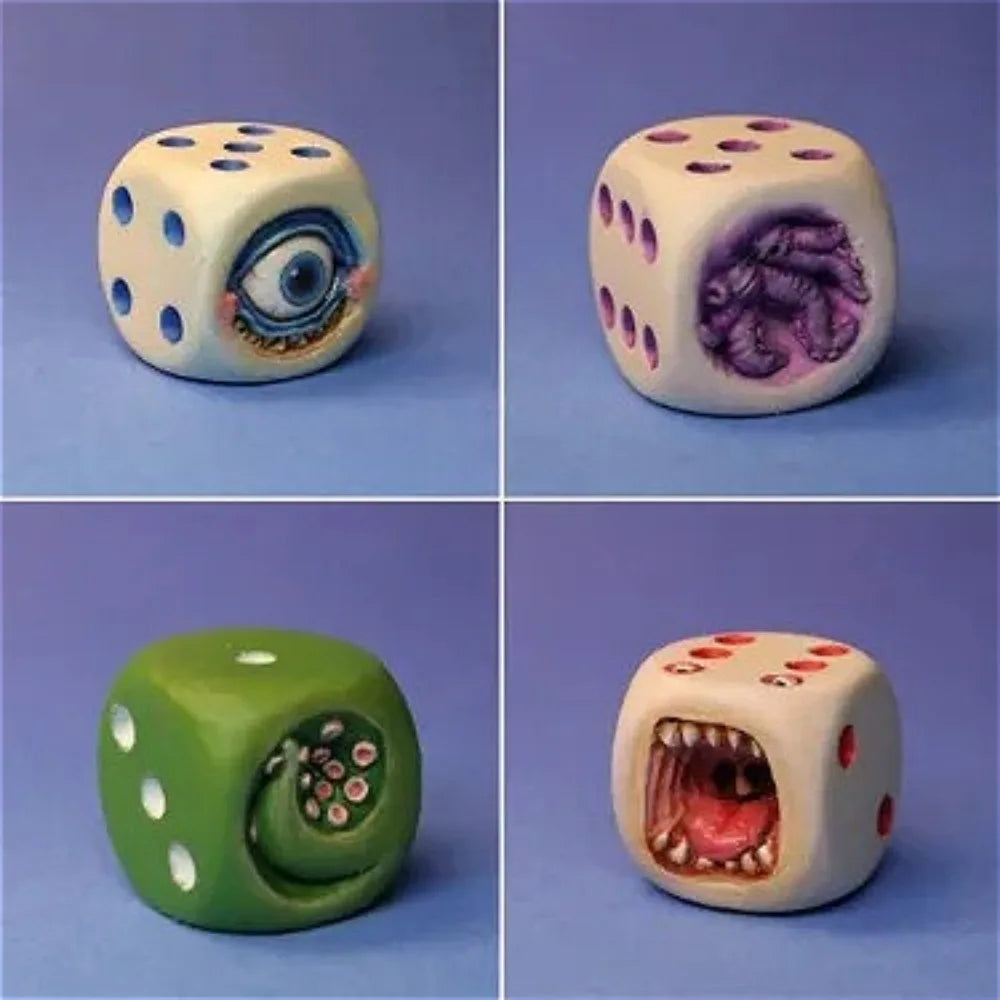 Functional Halloween Decor:Demon Sieve Micro Landscape Ornaments Display Funny Face Resin Dice Game/Desk Ornament Monster Dice