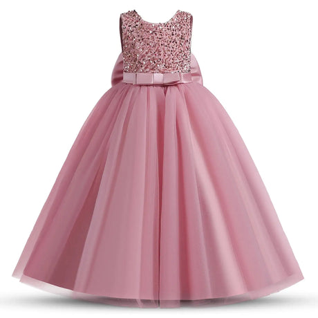 Teens Girls Bridesmaid Dresses For Wedding 5-14 Yrs Kids Sequin Birthday Party Long Dress Girls Evening Formal Pageant Vestidos - Lootquake