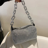 Allover Rhinestone Bucket Bag | Glitter Chain Prom Purse & Women's Mini Crossbody Bag (Sparkling Evening Handbag)
