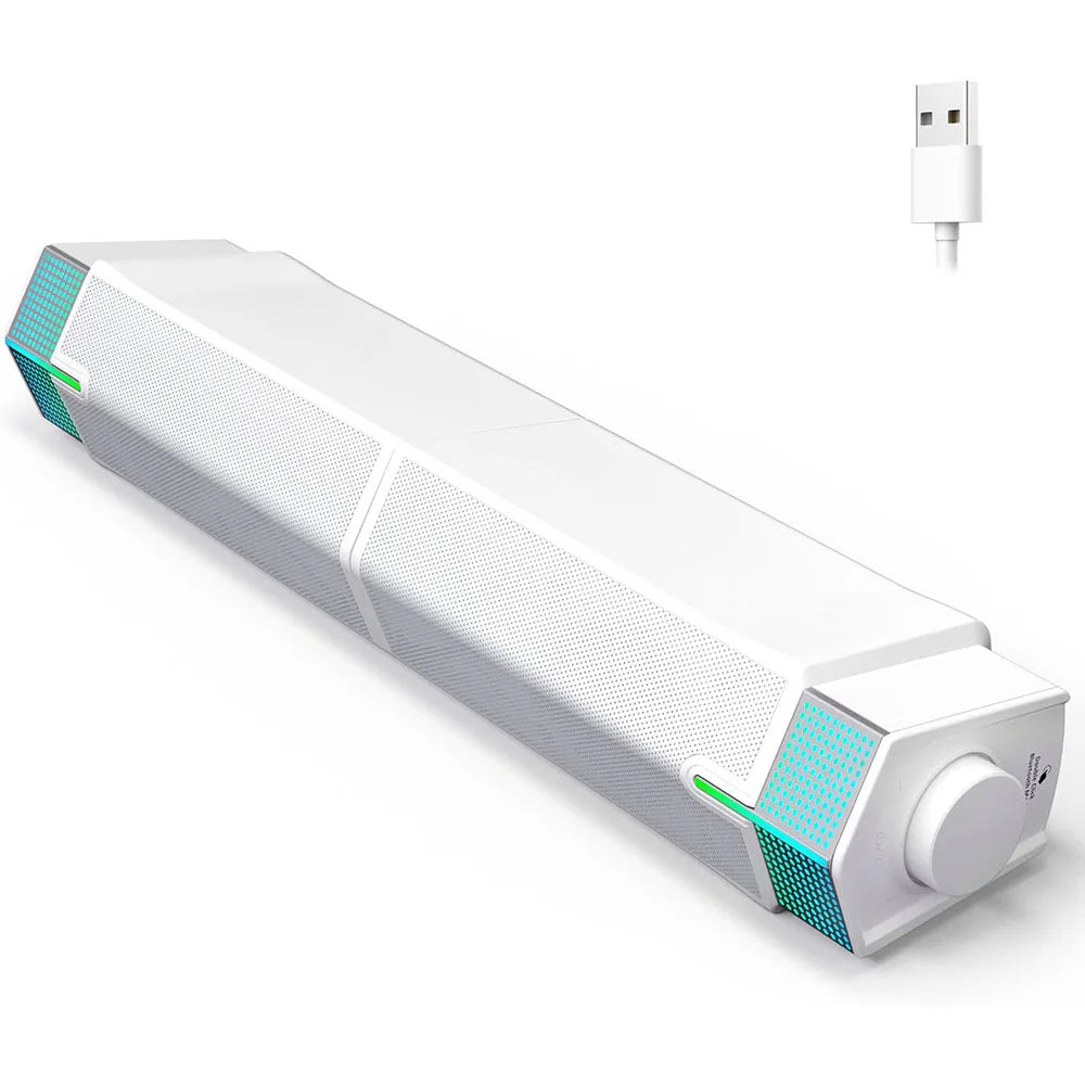 Enceintes Bluetooth pour PC de bureau, barre de son pour PC de jeu, filaire, alimentée par USB, superbe son stéréo, avec éclairage LED