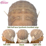 36" Butterfly Braided Full Lace Wig | Honey Blonde & Burgundy Goddess Locs | Synthetic Box Braids | Transparent Lace