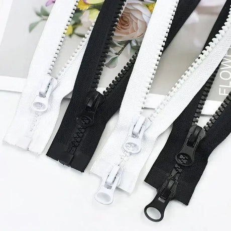 1Pc Meetee 60-300cm 5# Resin Zippers Black White Double Slider Open-End Zips for Sewing Coat Tent Zipper Closure DIY Accessories - Lootquake