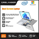 CRELNADER Dual Screen Laptop 7 Inch Touch Screen Metal Case RGB Backlit Fingerprint Unlock Window 11 Ultrathin Laptops Notebook - Lootquake