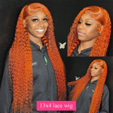 30-Inch Ginger Deep Wave Human Hair Wig | 13x6 HD Lace Frontal Pre-Plucked