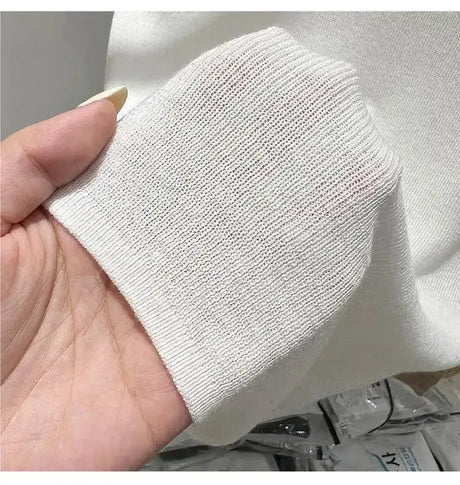 Half High Collar T-shirts Flying Sleeve Design Slim Knitted Sleeveless Top Women Simple Comfortable White T-shirts Summer 2025 - Lootquake