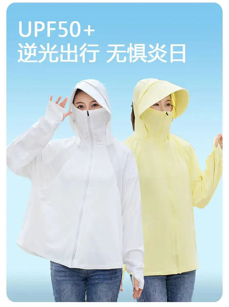 Ice Silk Sun UPF 50+ UV Protection Jacket Big Brim Thin Ice Silk Sun Protection Jackets UV Protection Hooded Windbreaker 4XL 5XL - Lootquake