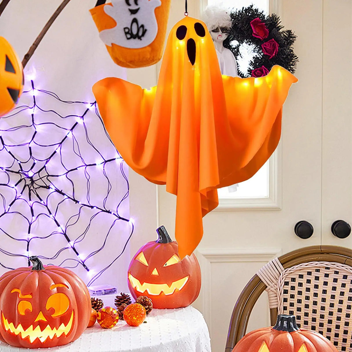 Ghost Decorations Scary LED Ghost Flying Ghost With Flexibly Adjusted Poses Halloween Pendant Decorations Hangable Party Decors