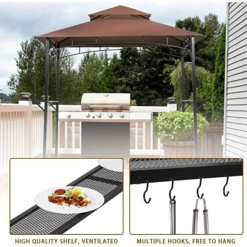 Grill Gazebo 8'x 5' Barbecue Canopy BBQ Gazebo Canopy Tent w/Air Vent Double - Lootquake