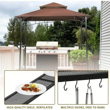 Grill Gazebo 8'x 5' Barbecue Canopy BBQ Gazebo Canopy Tent w/Air Vent Double - Lootquake