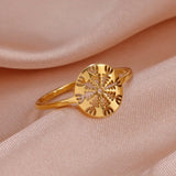Skyrim Viking Compass Helm of Awe Ring Stainless Steel Gold Color Women Rings Aegishjalmur Nordic Amulet Jewelry Gift for Lover - Lootquake