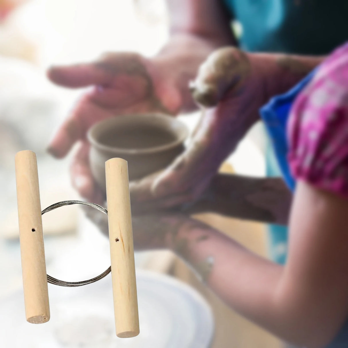 Ceramic Clay Pottery Sculpture Cutter Wooden Handle For Steel Strand Simple And Convenient Operation Wood Fiber For Modeling