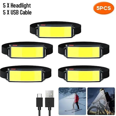 Powerful COB Headlamp Built in Battery Type-c Rechargeable Head Flashlight Outdoor Camping Fishing Waterproof Headlight - Lootquake