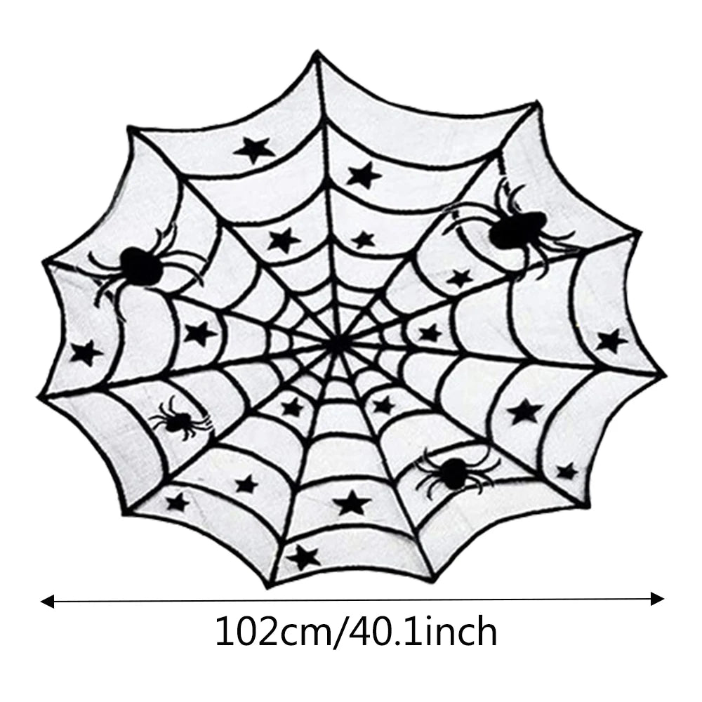 Halloween Decorations Set Spider Web Table Runner Fireplace Scarf Cover Tablecloth 3D Bats Wall Stickers Halloween Party Decor