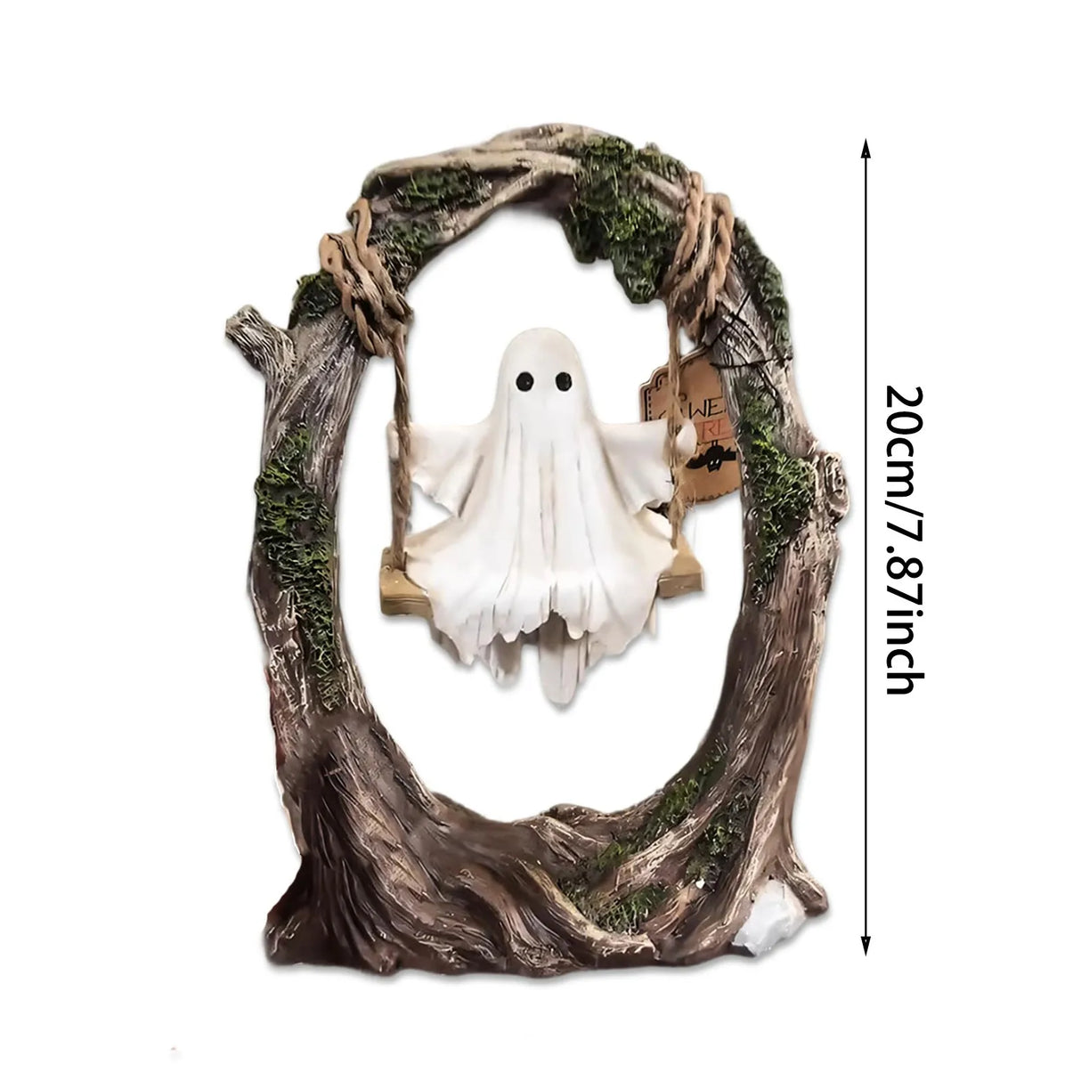 Unique Halloween Figurine Lovely Ghost Decorations Halloween Decor Ghost on Tree Swing Statue Spooky for Desktop Bookshelf Decor