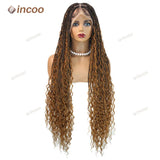 36" Boho Curly Box Braided Lace Wig | Knotless Cornrows | Synthetic Braids for Black Women