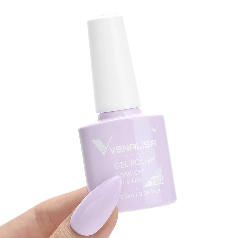 Venalisa Nail Gel Polish 7.5ml #758 Funny Bunny Milky White VIP3 Collection Long Wear Diamond Top Coat Soak Off UV LED Gel Nail