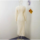 Sequined Party Dresses For Women Removable Sleeve O-neck Slim Long Dress Female 2025 Elegant White Lady Sexy Evening Vestidos - Lootquake