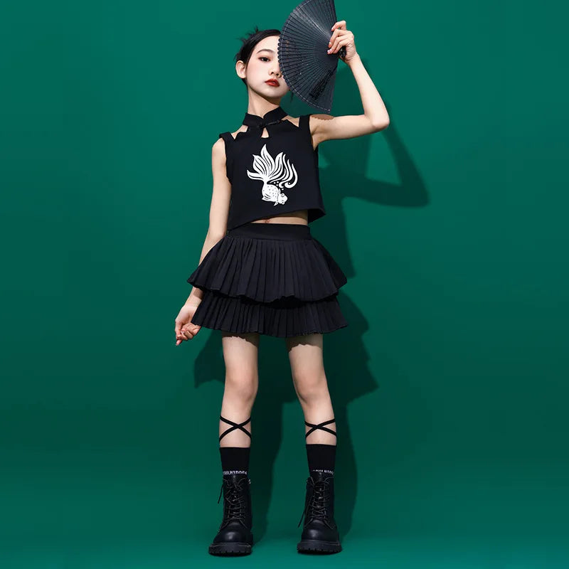 4-15 years old Girls jazz dance costumes Girls Jazz Hip Hop Dance Costume Girls Skirt Set - Lootquake