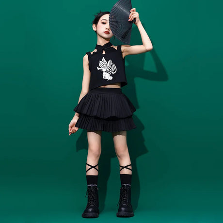 4-15 years old Girls jazz dance costumes Girls Jazz Hip Hop Dance Costume Girls Skirt Set - Lootquake