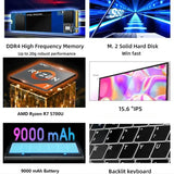 2024 AMD Laptops Gaming Office Business Notebooks Win11 15.6 inch IPS Ryzen7 5700U 8 Cores 32GB DDR4 2TB PCIE 9000mAh - Lootquake