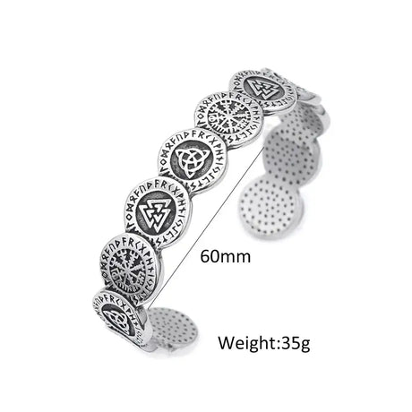 New Vintage Nordic Vikings Valknut Pattern Bracelet Stainless Steel Fashion Viking Compass Cuff Bangles Amulet Jewelry Wholesale - Lootquake
