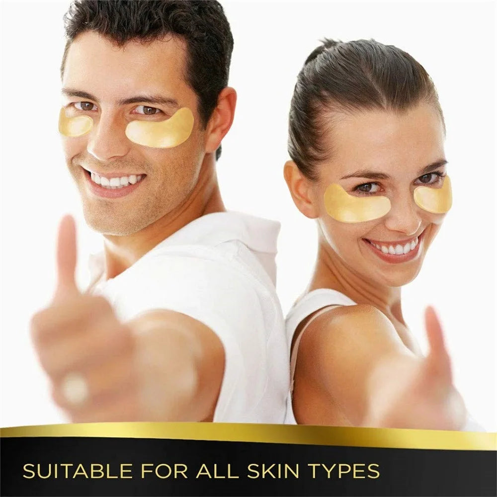 Mascarilla de colágeno cristalino con polvo dorado para ojos, antiojeras y antiarrugas, hidratante y nutritiva, para el cuidado ocular (5/10 pares)