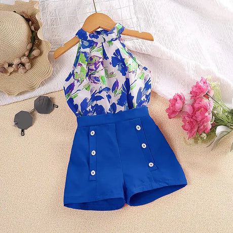 Kids Sets For Girls 4-7 Years Summer Girls Dopamine Print Sleeveless Top & Shorts Leisure Daily Classic Style Baby Girl Set - Lootquake