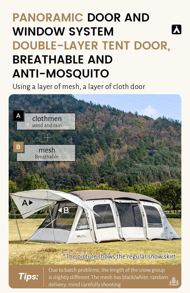 MOBI GARDEN Camping LS4 Tunnel Tent Living Shell Tent Large Blow Tent Invite Space Two Bedrooms - Lootquake