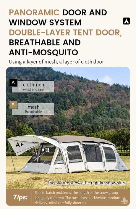 MOBI GARDEN Camping LS4 Tunnel Tent Living Shell Tent Large Blow Tent Invite Space Two Bedrooms - Lootquake