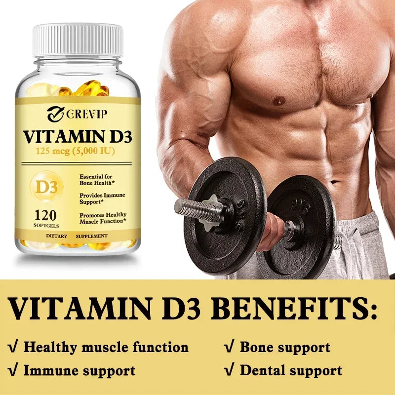 Vitamin D3 - Maintains Strong Bones and Teeth, Enhances Immunity, and Supports Muscle Growth