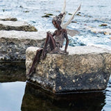 Flower Fairy Sculpture Garden Landscaping Yard Art Ornament Resin Turek Sitting Statue Outdoor Angel Figurines Craft Decoration